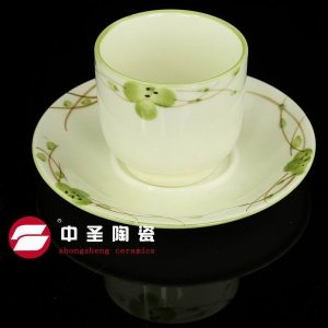 H01黄釉 茶杯托碟