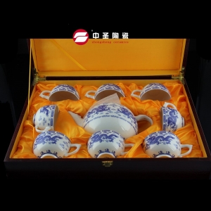 9头骨瓷釉中彩青龙茶具ZS00190