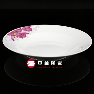 8寸浅盘低骨瓷 淄博陶瓷餐具